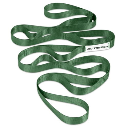 Trideer Non-Elastic Stretching Strap with Loops for Physical Therapy & Rehab, Knee Hip Leg ROM Post-Surgery, Yoga Strap for Stretching, Leg Lifter Strap Mobility Aid, Hamstring Calf Back - color: Hunter Green/75"x1"