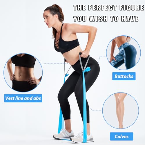 Resistance Bands Set for Physical Therapy, Rehab, Yoga and Pilates - color: Five Colors 5-80 lbs - Includes Accessories