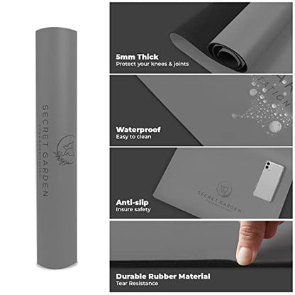 Secret Garden Blossom Exercise Mat 5mm Thick Non-Slip for Yoga, Pilates & Meditation - color: Modern Grey