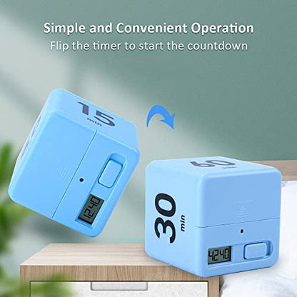 Feilifan Cube Timer, Gravity Sensor flip Timer, 15 20 30 60 Minutes Preset - color: 15-20-30-60min,blue