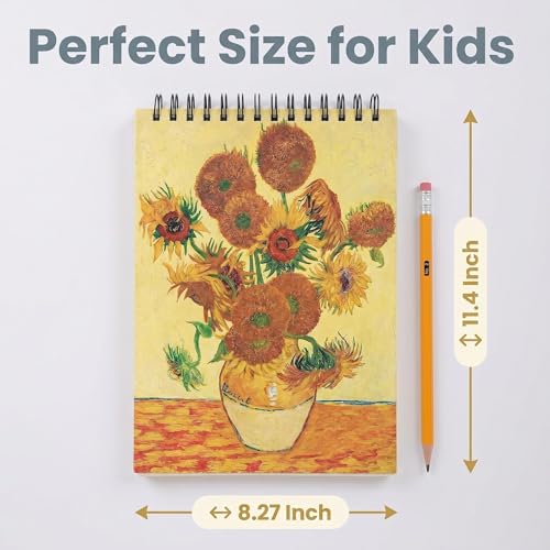 Sketch Book for Kids 8.27 x 11.4 Inch Hardcover Spiral Bound Sketch Pad, 60 Sheets 130gsm Thick Paper, Art Drawing Book for Children（ 1PCS） - color: Sunflower