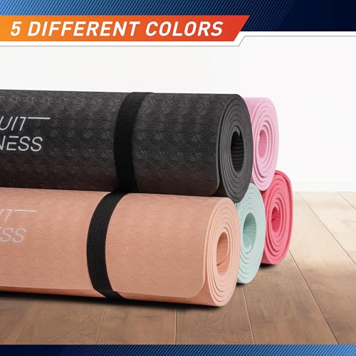 Circuit Fitness by Marcy Non-Slip Multi-Purpose Exercise Yoga Mats with Carrying Strap Multi-Thickness, Multi-Color Options - color: Sakura Pink, size: 1/4-inch