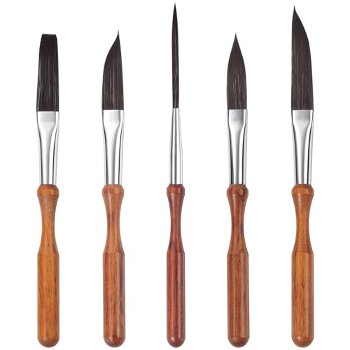 5 Piece Synthetic Squirrel Hair Pinstriping Brush Set | Includes Script Liner, Scroll, Sword, Dagger, Striper Paint Brushes for Watercolour, Acrylic, Gouache & Ink