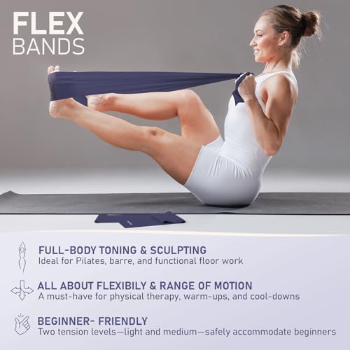 PhysKcal Pilates Kit, 15-Inch Pilates Ring with 1x Pilates Ball & 5X Bands | Aesthetic Home Pilates Equipment Set, Essential Kit for Beginners in Minimalist Style. Comes in Premium Packaging - color: Navy