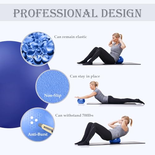Soft Pilates Yoga Ball, Small Exercise Ball, Mini Rubber Workout Equipment - color: Blue