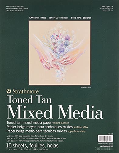 Strathmore Toned Mixed Media Paper Toned Tan 11"X14"-15 Sheets -62462211 - color: Toned Tan, size: 11 x 14 inches