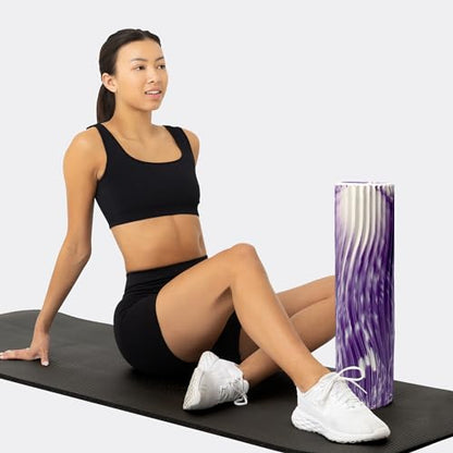 Oceanfoam Tidal Roller - Purple Marbled - Muscle Massage Foam Roller for Back Pain & Stretching - Firm and Ergonomic Wide Wave Textured - Yoga, Athletics, & Wellness - Full Size, 20" x 5" - color: Purple Marbled