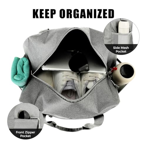 Uarition 14 inch Small Gym Bag, Mini Duffle Bag for Travel Sports- Grey - color: Grey