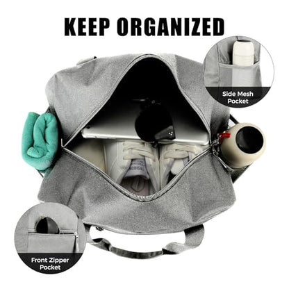 Uarition 14 inch Small Gym Bag, Mini Duffle Bag for Travel Sports- Grey - color: Grey