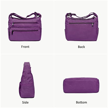 VOLGANIK ROCK RFID Purses for Women Fabric Nylon Multi Pocket Crossbody Bag Ladies Travel Handbag - color: Purple2, size: Standard