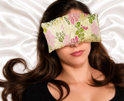 Handmade Luxe Serenity Eye Pillow - All-Natural Flaxseed - Unscented or Lavender Scented – Weighted Eye Mask for Yoga, Meditation, Hot & Cold Therapy - color: CREAMY LEAVES, style: UNSCENTED