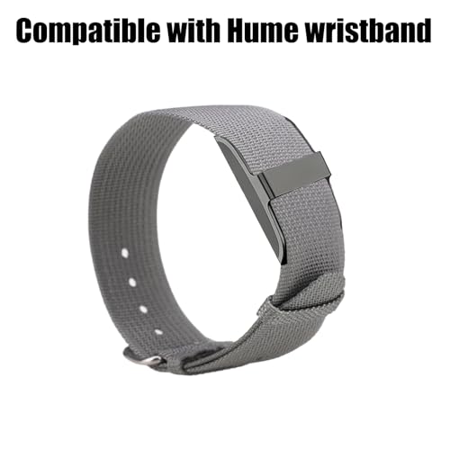 Replacement Nylon Loop for Hume Band, Soft Breathable Woven Wristband with Adjustable Metal Buckle for Hume Health Band Fitness Tracker All-Day Comfort Wear - color: grey