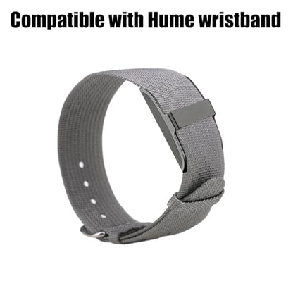 Replacement Nylon Loop for Hume Band, Soft Breathable Woven Wristband with Adjustable Metal Buckle for Hume Health Band Fitness Tracker All-Day Comfort Wear - color: grey