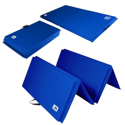 We Sell Mats - 4 ft x 8 ft x 2 in Premium Personal Fitness & Exercise Mat for Home Workout - Lightweight and Folds for Carrying – All Purpose Home Gym Mat – Thick Mat for Yoga, Pilates, Stretches - color: Blue