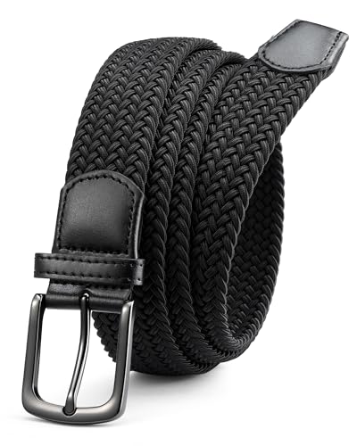 CHAOREN Stretch Belt for Men - Elastic Belt for Golf & Casual Wear - color: Gun / Black, size: 30"-34" Waist Adjustable