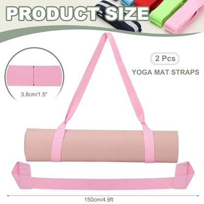 Yoga Mat Straps for Carrying, Adjustable Exercise Mat Sling Holder Multi Purpose Mats Carrier - color: Light Pink