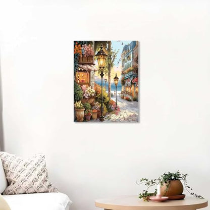 Muzagroo Paint by Numbers Oil Painting Kits for Adults DIY Streetscape Oil Painting for Beginners Hand Crafts Kits with Brushes and Acrylic Paints 16x20 inches (Streetscape) - color: Streetscape