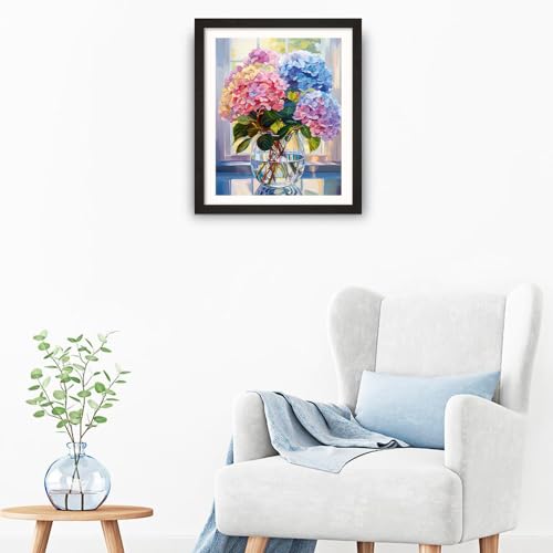 Natuyalo Paint by Numbers Kit for Adults Beginners and Kids, 16" Wx20 L Canvas Pictures Drawing Acrylic Paintwork with 3 Pcs Paintbrushes, Colorful Flowers in Vase - color: ART-05