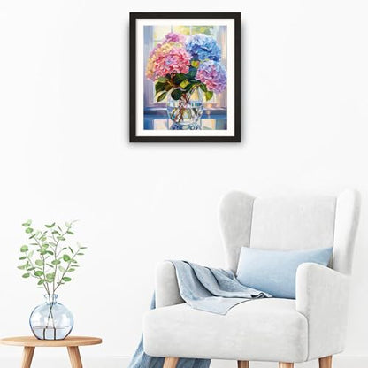 Natuyalo Paint by Numbers Kit for Adults Beginners and Kids, 16" Wx20 L Canvas Pictures Drawing Acrylic Paintwork with 3 Pcs Paintbrushes, Colorful Flowers in Vase - color: ART-05