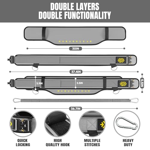 MANUEKLEAR 2-in-1 Weightlifting Belt & Dip Belt with 36.7 IN Rope, Double-Layer Weight Lifting Belts, Powerlifting Gym Weighted Belt for Pull Up Squat - color: Sleek Grey, size: L(34-37in)