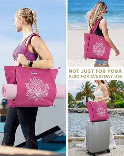 Gonex Yoga Mat Bag with Zipper Mat Carrier Canvas Gym Tote | Durable Canvas, Zipper Closures Prevent Slipping, Quick Access, Bottle Holder, Fits Yoga Blocks, Gym & Travel Use - color: Rose Red, size: Classic (15.5×5.5×14.5inch)