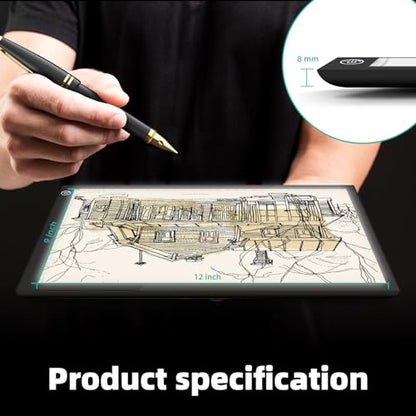 ME456 Rechargeable Drawing Board, Lithium Battery Powered 15" Light Table | Adjustable Brightness LED Tracing Light Box Ideal for Diamond Art, Weeding Vinyl, Viewing Slides, Stenciling - style: 15" Black (Rechargeable)