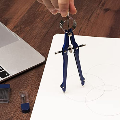 Mr. Pen- Professional Compass for Geometry, Extra Lead | Metal Compass Drawing Tool for Students, Drafting and Engineering, Technical Drawings, Circles and Geometry Projects - color: Blue