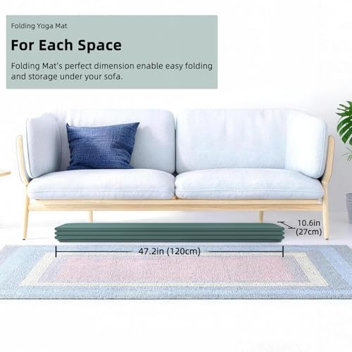 Foldable Yoga Mat 74"x47.2"x 0.4" – Large Yoga Mat - color: Deep green+Gray