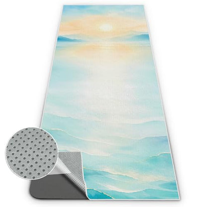 Yoga Mat Towel, Hot Yoga Towel High-Definition Pattern, Machine Washable with Ultra-Absorbent Yoga Towels for Hot Yoga Non Slip for Fitness, Exercise, Pilates, 72 x 27 in, Blue Sunset - color: Blue Sunset