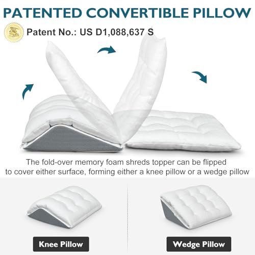 Shinnwa Knee Wedge Pillow, Convertible Knee Pillow for Legs Post Surgery, Knee Support, Leg Elevation, Dual-Layer Memory Foam Triangle Pillow for Back Sleeping, 21.5x16.5x6.3in - size: 21.5" x 16.5"x 6.3"