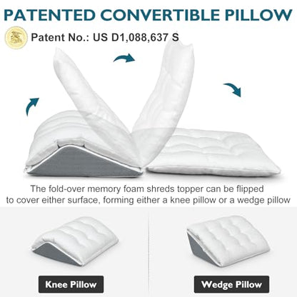 Shinnwa Knee Wedge Pillow, Convertible Knee Pillow for Legs Post Surgery, Knee Support, Leg Elevation, Dual-Layer Memory Foam Triangle Pillow for Back Sleeping, 21.5x16.5x6.3in - size: 21.5" x 16.5"x 6.3"