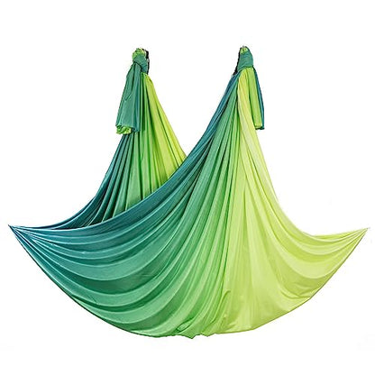 Aerial Yoga Hammock Aerial Pilates Silk Yoga Swing Set Inversion Equipment include daisy Chain, Pose Guide 5.5 yards - color: Spring Color