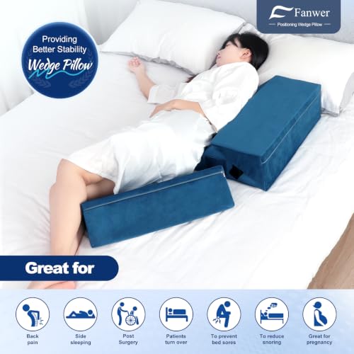 Fanwer Positioning Wedge Pillow for Side Sleeping (3 in 1),19.69",Lake Blue - color: Lake Blue, size: 19.69in