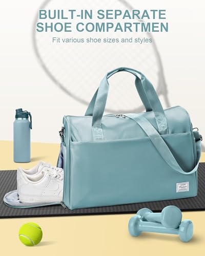 Travel Weekender Bags with Shoe Compartment Overnight Bag Light Blue | Personal Item Travel Bag with Wet Pocket Carry On Bag with Laptop Compartment Duffle Bag for Sports Travel Gym Essential - color: K4-Light Blue