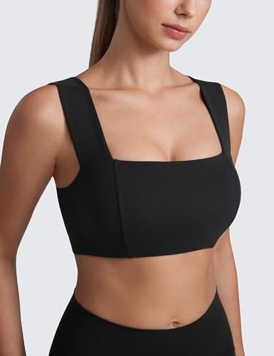 CRZ YOGA Butterluxe Wide Strap Sports Bras - color: Black, size: Large