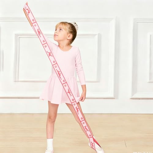 8 Loop Elastic Yoga Band, Soft Fabric Stretch Strap with Numbers for Ballet Dance Gymnastics - color: Pink