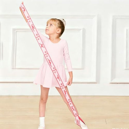 8 Loop Elastic Yoga Band, Soft Fabric Stretch Strap with Numbers for Ballet Dance Gymnastics - color: Pink