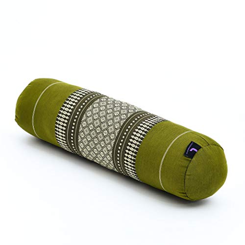 Leewadee Small Yoga Bolster – Shape-Retaining Cervical Neck Roll, Tube Pillow for Comfortable Reading, Kapok Filling, 22 x 6 x 6 inches - color: Sf17 - Green