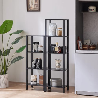 YUFAM 4 Tier Small Bookshelf, Narrow Tall Shelf, Wooden Book Shelf, Black - color: Black, size: 4-Tier
