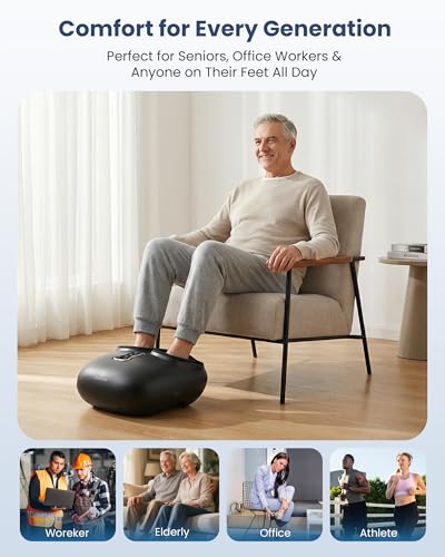 COMFIER 2026 Shiatsu Foot Massager with Fast Heat, FSA Eligible HSA | Plantar Fasciitis & Neuropathy Pain, 3 Kneading, 5 Compression, 3 Vibration, 2 Heat Levels, Size 13, Gift for Men & Women - color: Black