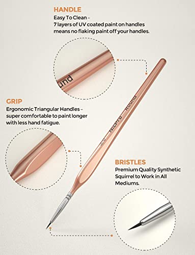 Nicpro Detail Paint Brushes 5 PCS Aesthetic Extra Fine Tip 000 Professional Miniature Painting Artist Set Round 3/0 for Micro Watercolor Oil Acrylic Craft Models Rock Army Paint by Number for Adult - color: Rose Gold, size: 5 pieces - 3/0