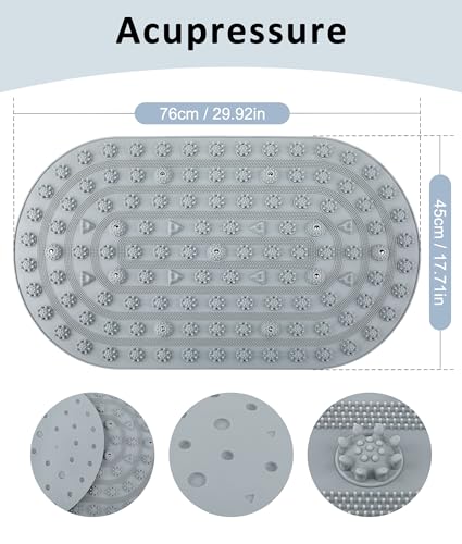 Acupressure Foot Massage Mat - Portable Foldable Foot Massager Mat for Bathroom, Yoga, Outdoor Games, Office Standing Desk Pad, Relieve Foot Pain, Anti-Slip, 30 x 18 inch (Grey) - color: Grey