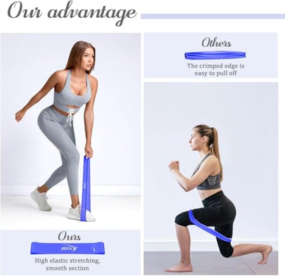 VEICK 5-Level Resistance Loop Bands Set for Strength Training & Pilates - color: Blue