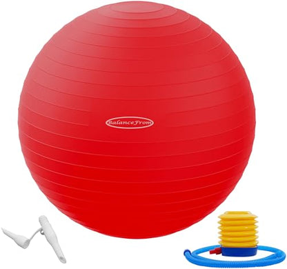 Fitvids Anti-Burst and Slip Resistant Exercise Ball Yoga Ball Fitness Ball Birthing Ball with Quick Pump - color: Red, size: M(19-22in/48-55cm)