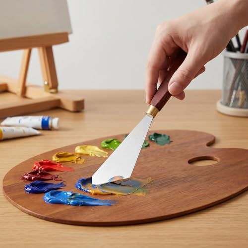 7Pcs Stainless Steel Palette Knife Set Flexible Painting Blending Scrapers for Oil & Acrylic Pigment Mixing, Canvas Art Creation