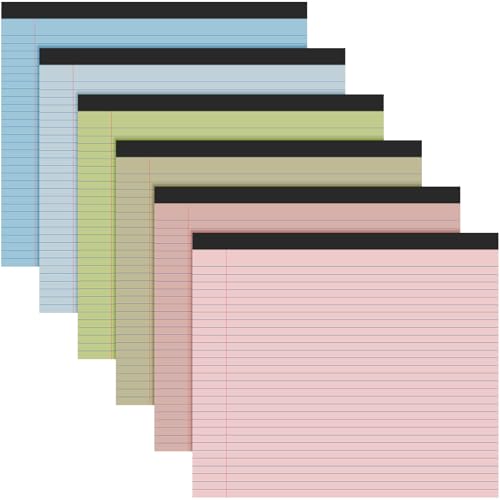 6 Pcs 11" x 9.5" Legal Pads College Ruled Notepad Landscape Notebook Horizontal Lined Notebook 80 Gsm Assorted Colors Paper Pastel Writing Pads for School Office, 40 Sheet (Pastel Colors) - color: Pastel Colors