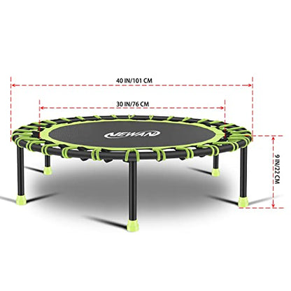 Newan 40"-48" Silent Mini Trampoline Fitness Trampoline Bungee Rebounder Jumping Cardio Trainer Workout for Adults-Max Limit 330lbs - color: 40" Round green (NO Handle)