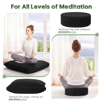 Meditation Cushion, 32x32inch Meditation Floor Pillow for Adults - color: Black