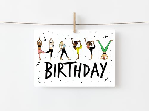 Yoga Birthday Card for Women | Funny Yoga Pose Card | Namaste and Celebrate with a Yogi Birthday Card - style: Yogi