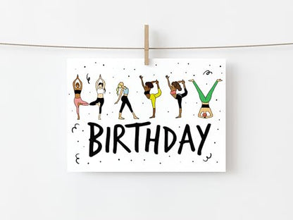 Yoga Birthday Card for Women | Funny Yoga Pose Card | Namaste and Celebrate with a Yogi Birthday Card - style: Yogi